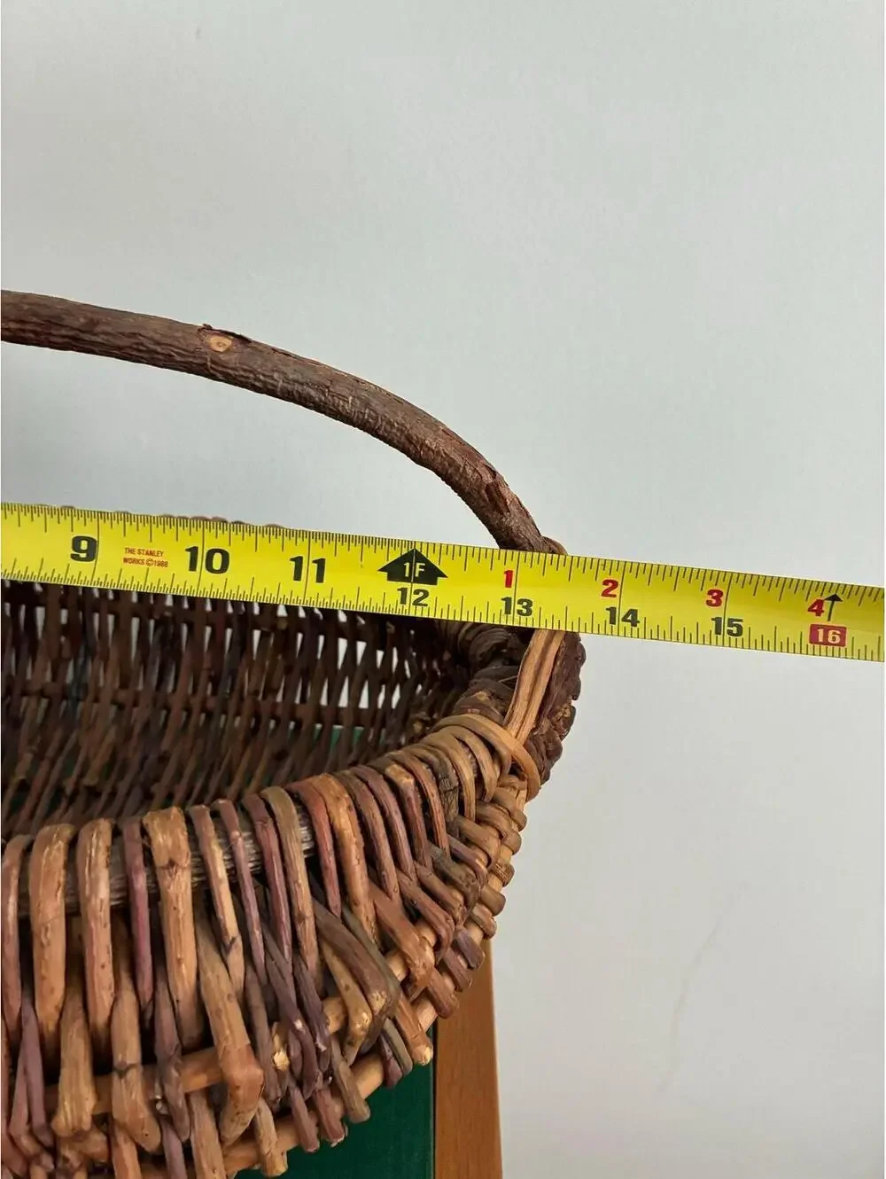 Vintage Handwoven Buttocks Basket – Primitive Rib Willow Gathering Basket
